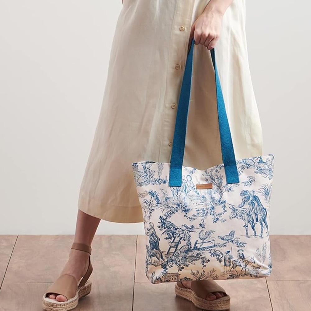 Maison d' Hermine Toile Tote Bag, Blue/White, NWT - Picture 3 of 10